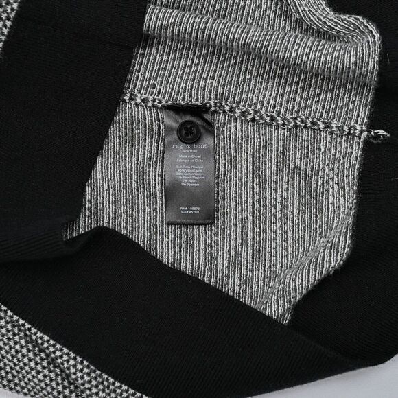 RAG & BONE Harrow Polo Shirt Mens XL Long Sleeve Wool Blend Knit Black Trim - Picture 10 of 12